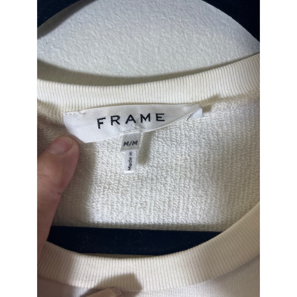 Frame Off White Half Puff Sleeve Cotton Top Sz M - Picture 2 of 5